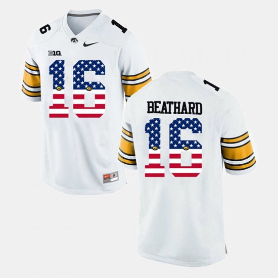 #16 C.J Beathard US Flag Fashion Iowa Hawkeyes Men\'s White Jersey 651913-338