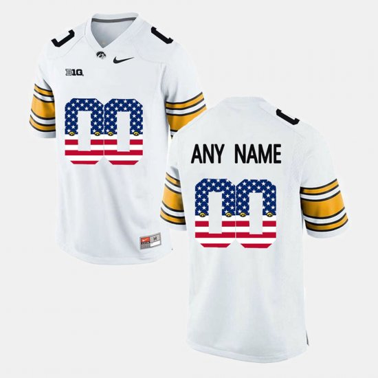 #00 Custom US Flag Fashion University of Iowa Mens White Jersey 115928-918