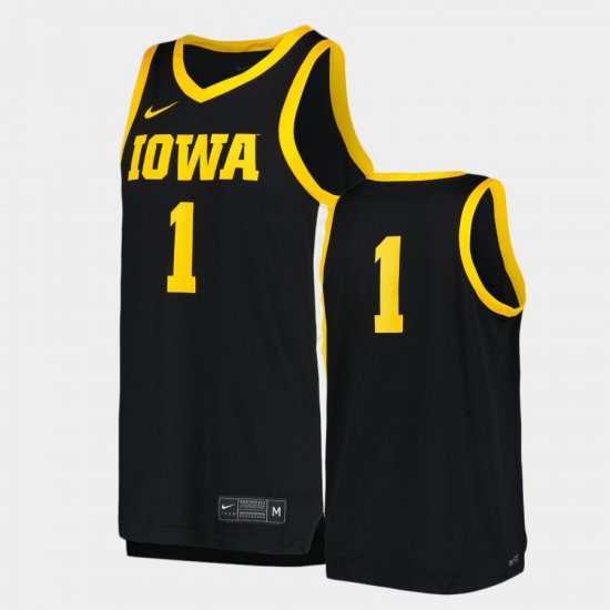 #1 Replica Hawkeyes Basketball Men\'s Black Jersey 962376-514