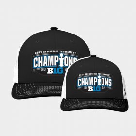 Iowa Hawkeyes 2022 Big Ten Conference Tournament Champions Locker Room Adjustable Unisex Black White Hat 946080-149