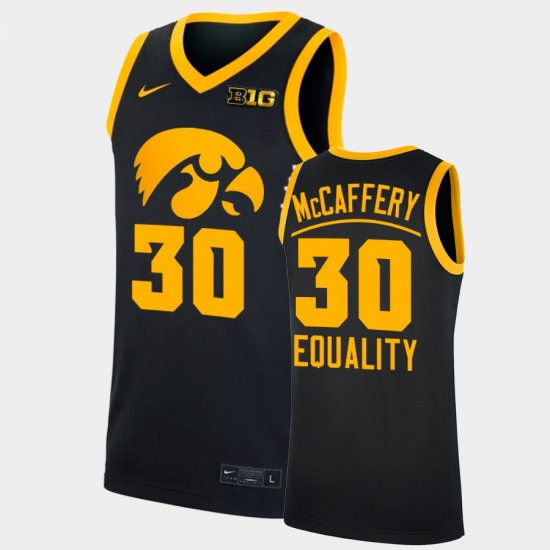 #30 Connor McCaffery College Basketball Hawkeyes 2022 Equality NCAA Big Ten Men Black Jersey 919933-744