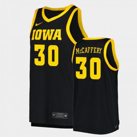 #30 Connor McCaffery Replica Iowa Basketball Men Black Jersey 321373-732