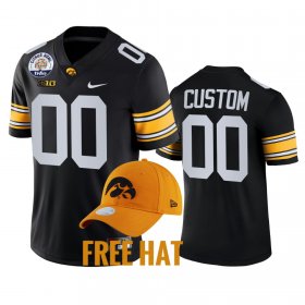 #00 Custom College Football Iowa 2021 Citrus Bowl Free Hat Mens Black Jersey 575442-331