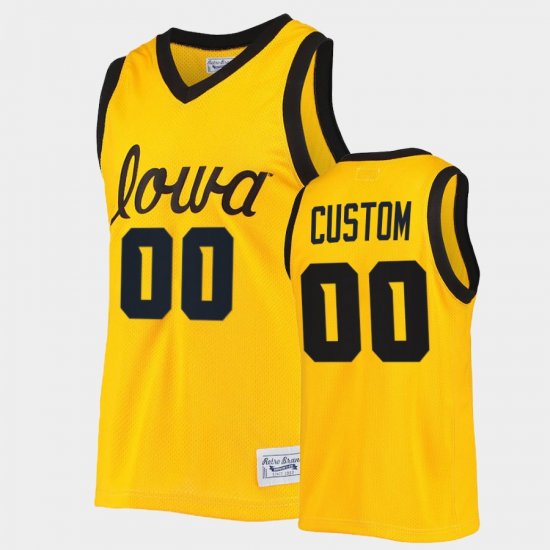 #00 Custom College Basketball Iowa Commemorative Classic Mens Gold Jersey 300973-267