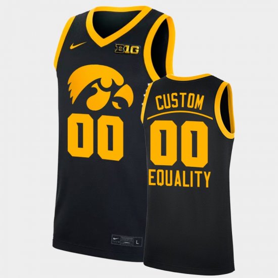 #00 Custom College Basketball Iowa 2022 Equality NCAA Big Ten Men\'s Black Jersey 574231-602