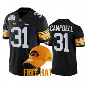 #31 Jack Campbell College Football Iowa Hawkeyes 2021 Citrus Bowl Free Hat Men's Black Jersey 907406-637