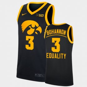 #3 Jordan Bohannon College Basketball Iowa Hawkeyes 2022 Equality NCAA Big Ten Men Black Jersey 724152-674