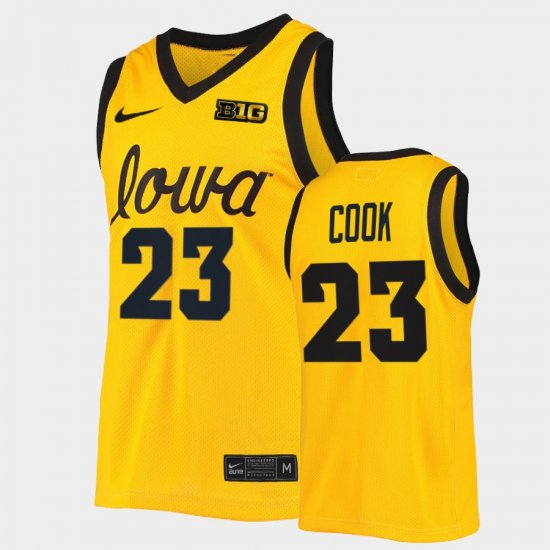 #23 Logan Cook College Basketball Iowa B1G Tournament Championship Mens Gold Jersey 268765-474