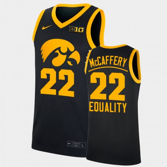 #22 Patrick McCaffery College Basketball Iowa 2022 Equality NCAA Big Ten Mens Black Jersey 463597-762