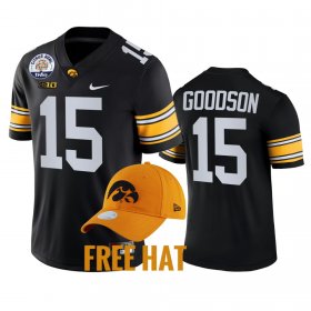 #15 Tyler Goodson College Football Iowa Hawkeyes 2021 Citrus Bowl Free Hat Mens Black Jersey 698866-411