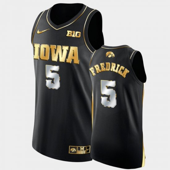 #5 C.J. Fredrick Golden Edition Iowa Hawkeyes Authentic Limited Mens Black Jersey 257357-394