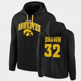 #32 Fred Brown Away Iowa Pullover Mens Black Hoodie 403226-983