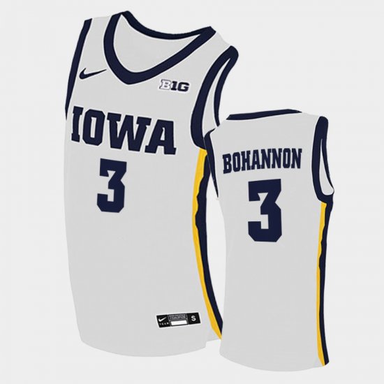 #3 Jordan Bohannon Home Iowa Hawkeyes College Basketball Men White Jersey 711356-184