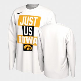 Just Us Bench Iowa Long Sleeve Men's White T-Shirt 198669-182