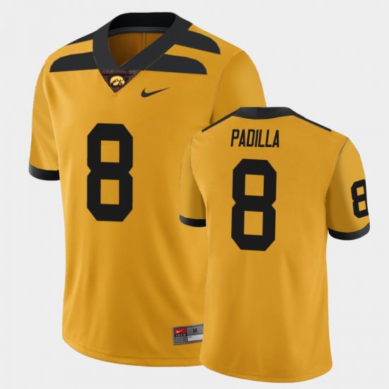 #8 Alex Padilla College Football Hawkeyes Alternate Game Men\'s Gold Jersey 280435-804