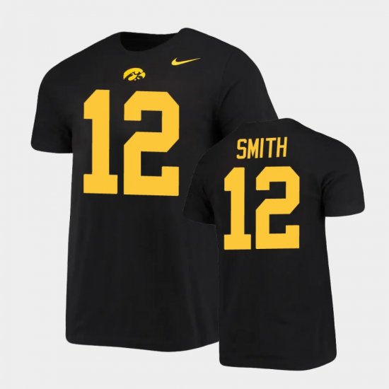 #12 Brandon Smith Retro Alumni Hawkeyes Alumni Name & Number Mens Black T-Shirt 196429-813