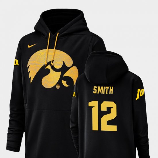 #12 Brandon Smith Champ Drive Hawkeyes Football Performance Men\'s Black Hoodie 444836-576