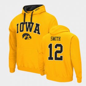 #12 Brandon Smith Arch & Logo 2.0 Hawkeyes Pullover Mens Gold Hoodie 919706-386