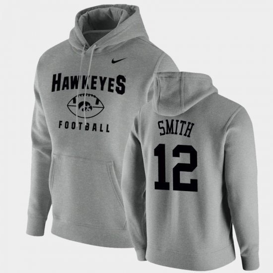 #12 Brandon Smith Oopty Oop Iowa Football Pullover Mens Gray Hoodie 436189-758