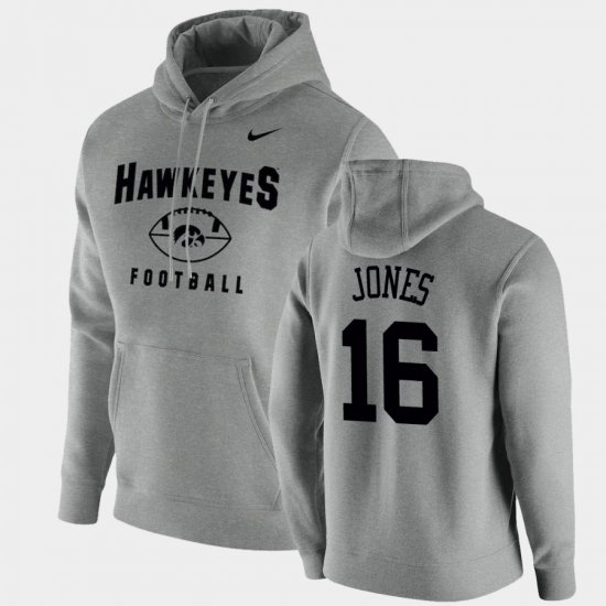 #16 Charlie Jones Oopty Oop Hawkeyes Football Pullover Mens Gray Hoodie 481379-351