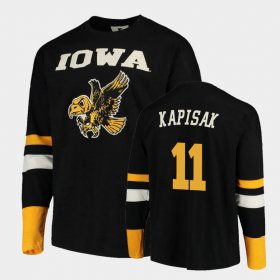 #11 Connor Kapisak Old School Iowa Football Long Sleeve Mens Black T-Shirt 573104-597