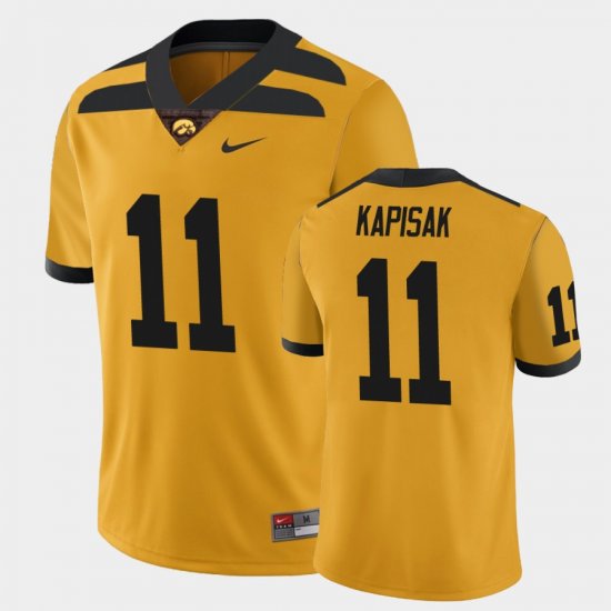 #11 Connor Kapisak College Football University of Iowa Alternate Game Men Gold Jersey 359674-595