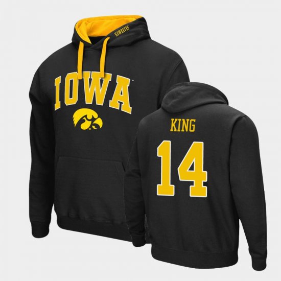 #14 Desmond King Arch & Logo 2.0 Iowa Pullover Mens Black Hoodie 196074-627