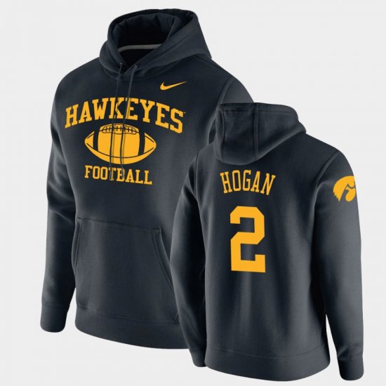 #2 Deuce Hogan Retro Football University of Iowa Pullover Mens Black Hoodie 398014-327