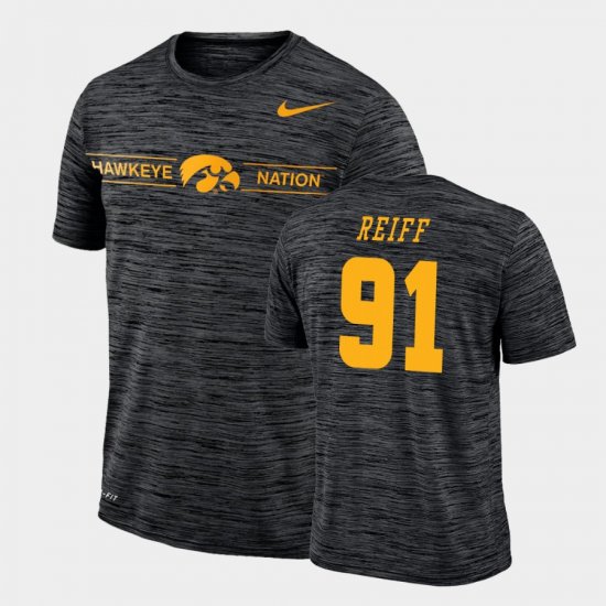 #91 Brady Reiff GFX Velocity Iowa Sideline Legend Performance Mens Black T-Shirt 387743-595