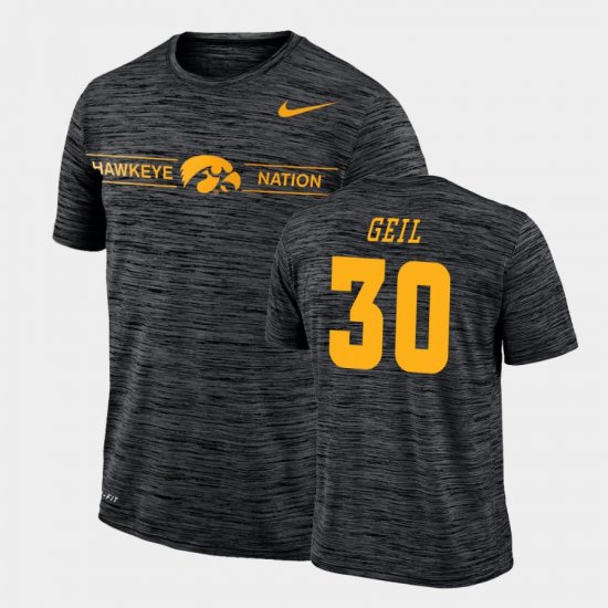 #30 Henry Geil GFX Velocity Hawkeyes Sideline Legend Performance Men Black T-Shirt 370041-859