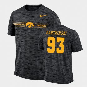 #93 Jake Karchinski GFX Velocity Iowa Hawkeyes Sideline Legend Performance Men Black T-Shirt 266161-529