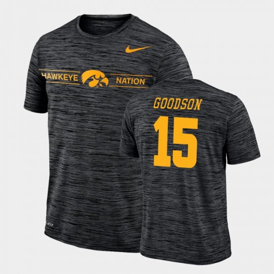 #15 Tyler Goodson GFX Velocity Iowa Hawkeyes Sideline Legend Performance Mens Black T-Shirt 614723-980