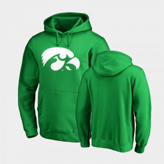 St. Patrick\'s Day University of Iowa White Logo Pullover Men Green Hoodie 351962-703