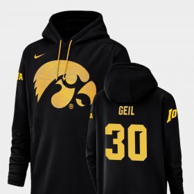 #30 Henry Geil Champ Drive University of Iowa Football Performance Men Black Hoodie 911208-456