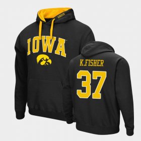 #37 Kyler Fisher Arch & Logo 2.0 University of Iowa Pullover Mens Black Hoodie 629516-456 #37 Kyler Fisher Arch & Logo 2.0 University of Iowa Pullover Mens Black Hoodie 629516-456