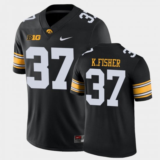 #37 Kyler Fisher Game Iowa College Football Mens Black Jersey 756236-403