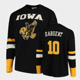 #10 Mekhi Sargent Old School University of Iowa Football Long Sleeve Men's Black T-Shirt 600585-643