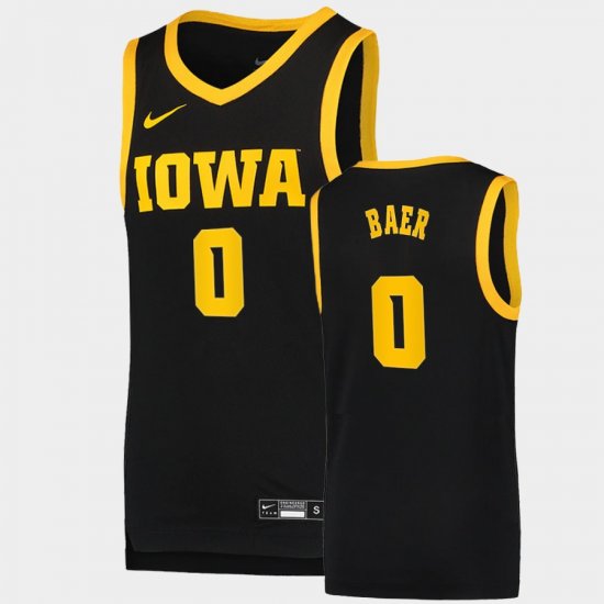 #0 Michael Baer Basketball Swingman Iowa Basketball Dri-FIT Swingman Men Black Jersey 898308-655