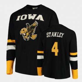 #4 Nate Stanley Old School Iowa Hawkeyes Football Long Sleeve Men's Black T-Shirt 941066-503 #4 Nate Stanley Old School Iowa Hawkeyes Football Long Sleeve Men's Black T-Shirt 941066-503