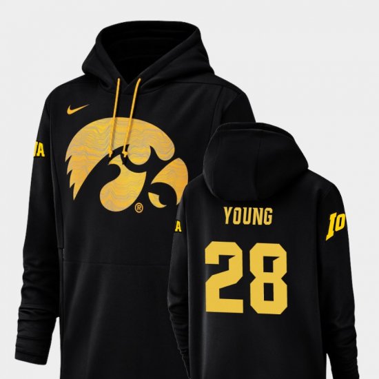 #28 Toren Young Champ Drive Iowa Football Performance Men Black Hoodie 890611-439