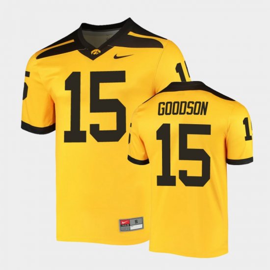 #15 Tyler Goodson Alternate Iowa Legend Men\'s Gold Jersey 410612-220