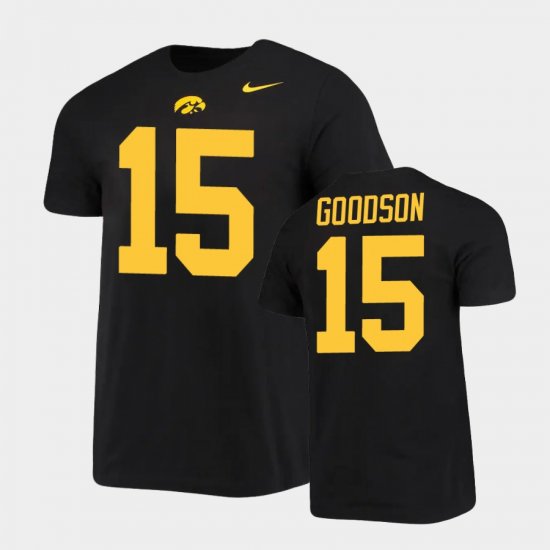 #15 Tyler Goodson Retro Alumni University of Iowa Alumni Name & Number Men Black T-Shirt 758961-748