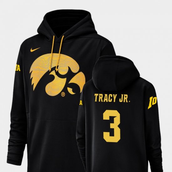 #3 Tyrone Tracy Jr. Champ Drive Iowa Hawkeyes Football Performance Mens Black Hoodie 138792-543