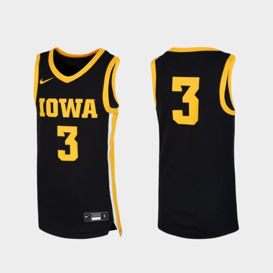 #3 Replica Iowa Basketball Youth Black Jersey 395282-429