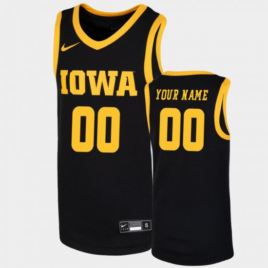 #00 Custom Replica Iowa College Basketball Youth Black Jersey 805352-148